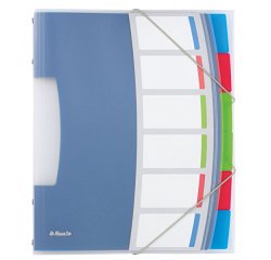 Trieur esselte vivida polypropylène translucide 6 compartiments 3 rabats bandes élastiques index amovible étiquette dos
