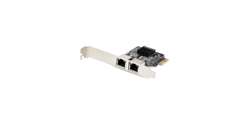 StarTech.com Carte Réseau PCIe Gigabit à 2 Ports, Carte NIC PCI Express 10/100/1000Mbps, Double Realtek RTL8111H, Fonctionne avec Windows et Linux, Conforme TAA