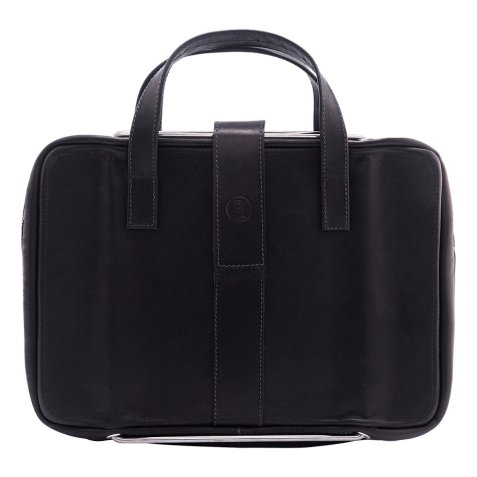 R-Go Tools Sacoche pour ordinateur portable R-Go Viva, cuir pleine fleur, avec support intégré pour ordinateur portable, noir