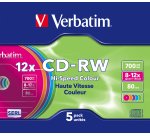 Verbatim CD-RW Colour 12x 700 MB 5 pz