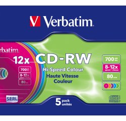 Verbatim CD-RW Colour 12x 700 MB 5 pz