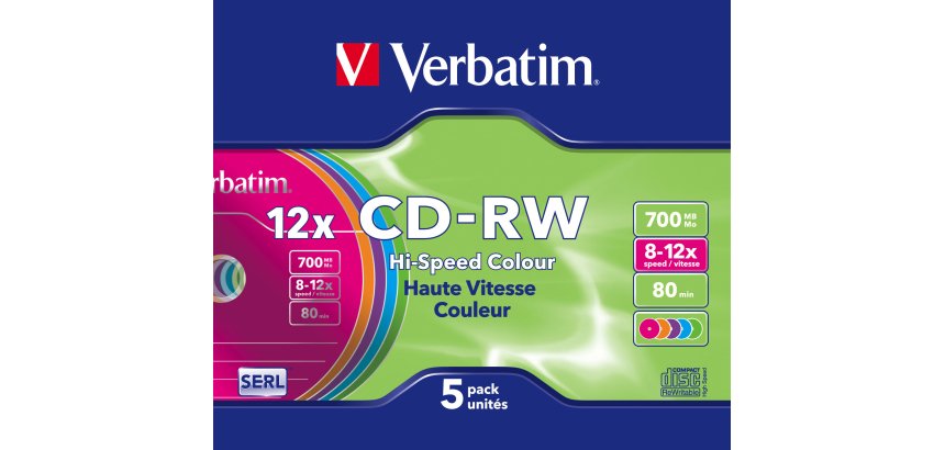 Verbatim CD-RW Colour 12x 700 MB 5 pz