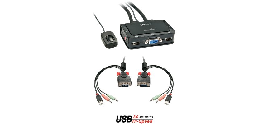Lindy 2 Port VGA, USB 2.0 & Audio Cable KVM Switch