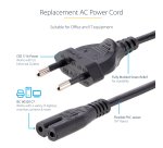 StarTech.com 1m (3ft) Laptop Power Cord, EU Plug to C7, 2.5A 250V, 18AWG, Laptop Replacement Cord, Printer Power Cable, Laptop Charger Cord, Laptop Power Brick Cord - UL Listed