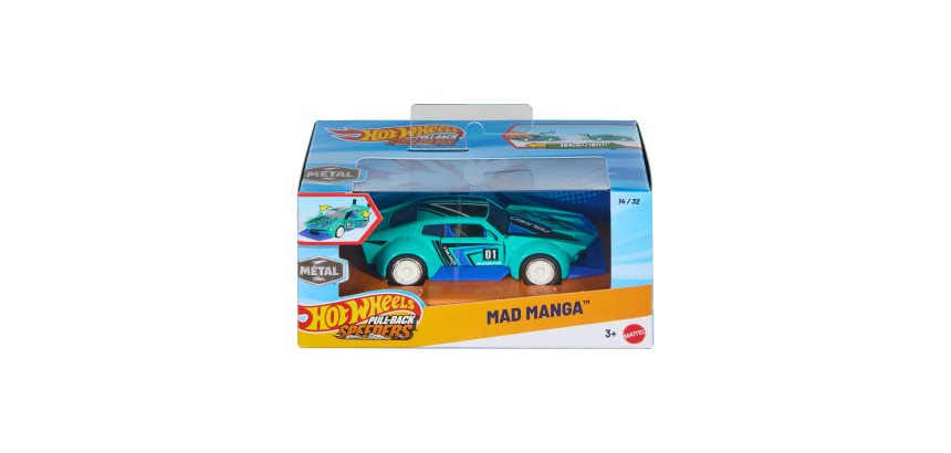 Hot Wheels Pull-Back Speeders Toy Car in 1:43 Scale, Pull Car Backward & Release to Race