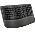Logitech Wave Keys for Business, tastiera wireless ergonomica con supporto per i polsi imbottito, tecnologia Secure Logi Bolt, Bluetooth, compatibile con Windows/Mac/Chrome/Linux - Grafite