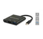 Conceptronic DONN01B replicatore di porte e docking station per laptop USB 3.2 Gen 1 (3.1 Gen 1) Type-C Nero