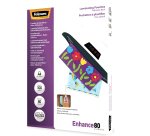 Pochette plastification fellowes à chaud polyester transparent résistant eau format a4 80 microns dos adhésif boîte 100u