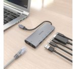 AISENS USB-C Dock 6 en 1, USB-C a 1xHDMI, 1xRJ45, 1xUSB-A 10G, 2xUSB-C 10G, 1xUSB-C PD, Gris, 20cm