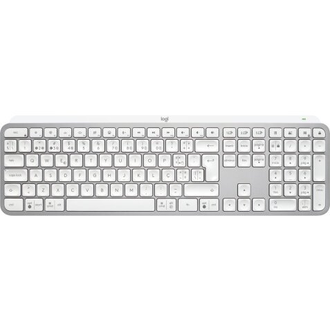 Logitech MX Keys S teclado Universal RF Wireless + Bluetooth Portugués Aluminio, Blanco