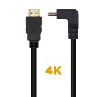 AISENS Cable HDMI V2.0 Acodado Premium Alta Velocidad / HEC 4K@60Hz 18Gbps, A/M-A/M, Negro, 1.0m