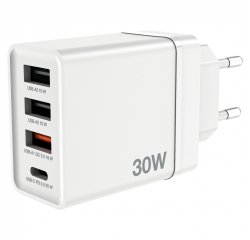 Verbatim 4-Port 30W USB Wall Charger - White