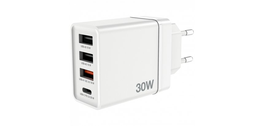 Verbatim 4-Port 30W USB Wall Charger - White
