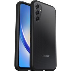 OtterBox React Série Coque pour Galaxy A34 5G, Antichoc, anti-chute, ultra-mince, protection fine, testé selon les normes militaires, Antimicrobien, Black Crystal, livré sans emballage