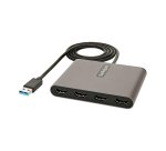 StarTech.com USB 3.0 naar 4x HDMI Adapter, Externe Video & Grafische Kaart, USB Type-A naar Quad HDMI Display Adapter Dongle, 1080p 60Hz, Multi Monitor USB A naar HDMI Converter, Enkel Windows