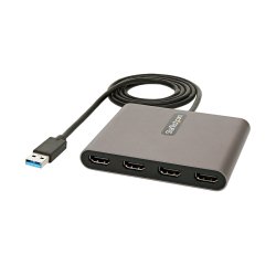 StarTech.com USB 3.0 naar 4x HDMI Adapter, Externe Video & Grafische Kaart, USB Type-A naar Quad HDMI Display Adapter Dongle, 1080p 60Hz, Multi Monitor USB A naar HDMI Converter, Enkel Windows