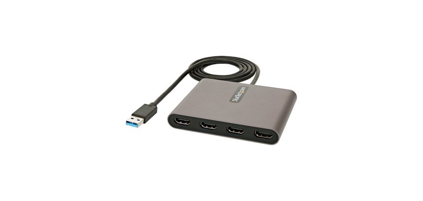 StarTech.com USB 3.0 naar 4x HDMI Adapter, Externe Video & Grafische Kaart, USB Type-A naar Quad HDMI Display Adapter Dongle, 1080p 60Hz, Multi Monitor USB A naar HDMI Converter, Enkel Windows