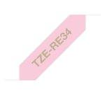 Brother TZE-RE34 label-making tape Gold on Pink