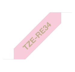 Brother TZE-RE34 label-making tape Gold on Pink