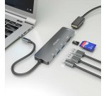 AISENS USB-C Dock 6 EN 1, USB-C a 1xHDMI, 2xUSB-A, 1xUSB-C PD 100W, 1xSD, 1xMicro SD, Gris, 15cm