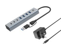 Conceptronic HUBBIES20GP hub de interfaz USB 3.2 Gen 1 (3.1 Gen 1) Type-C 5000 Mbit/s Gris