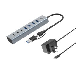 Conceptronic HUBBIES20GP hub de interfaz USB 3.2 Gen 1 (3.1 Gen 1) Type-C 5000 Mbit/s Gris