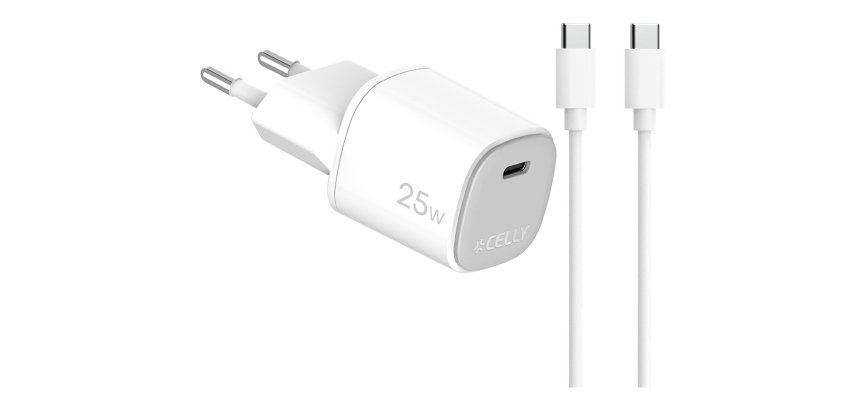 Celly UPTC1USBC25WCTC cargador de dispositivo móvil Smartphone, Tableta, Teléfono Blanco USB Interior