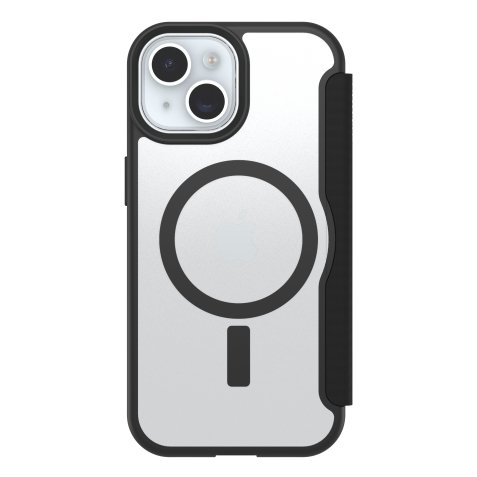 OtterBox React Folio pour MagSafe Series pour Apple iPhone 16e/15/14/13, transparente/noir - produits livrés sans emballage