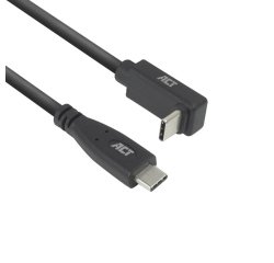 ACT USB 3.0 10Gbps 60W USB Type-C (recht) naar USB Type-C (haaks boven/beneden) kabel, 2 meter