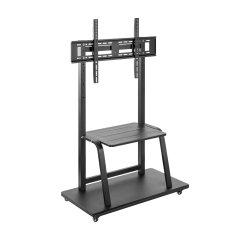AISENS Soporte de suelo ECO con ruedas, bandeja para DVD para Monitor/TV 150Kg de 37-100, Negro