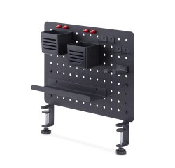 StarTech.com Panneau Perforé à Pinces avec Accessoires, 42 x 32cm, Panneau Perforé en Acier, Organisateur de Rangement de Bureau, Panneau Perforé à Fixer sur un Bureau, Noir