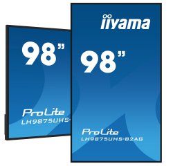 iiyama LH9875UHS-B2AG Écran d'affichage dynamique Écran plat de signalisation numérique 2,48 m (97.5") LED Wifi 500 cd/m² 4K Ultra HD Noir Intégré dans le processeur Android 11 24/7