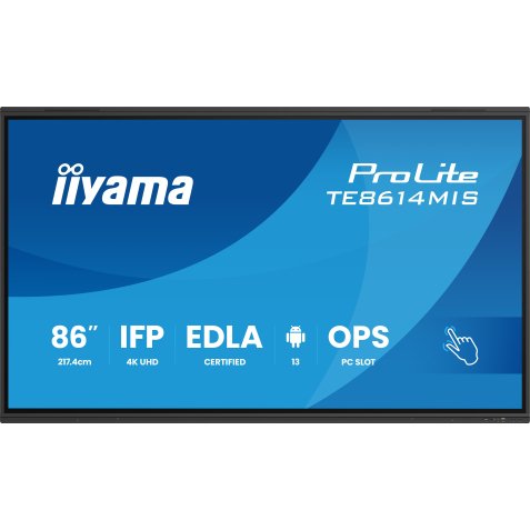 iiyama PROLITE TE8614MIS-B2AG Écran plat de signalisation numérique 2,18 m (86") LCD Wifi 435 cd/m² 4K Ultra HD Noir Écran tactile Intégré dans le processeur Android 24/7
