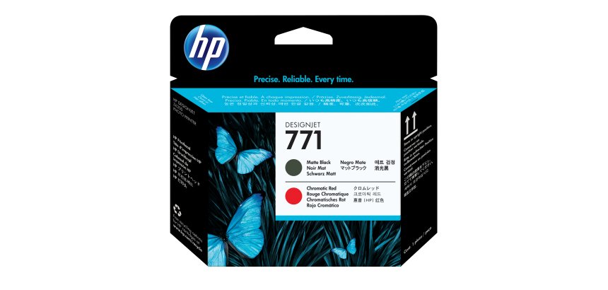 HP 771 - matzwart, chroomrood - printkop