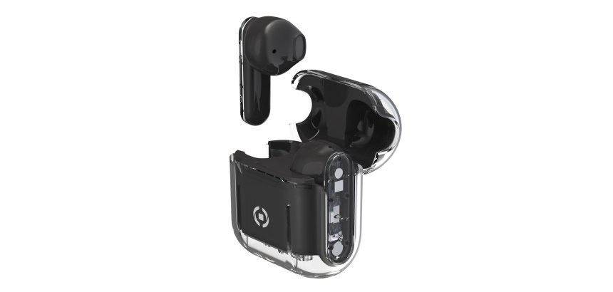 Celly SHEER Auricolare True Wireless Stereo (TWS) In-ear Musica e Chiamate Nero, Trasparente