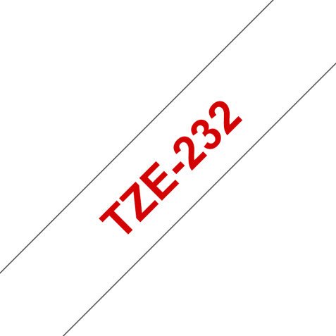 Ruban pour PTOUCH laminé Rouge/Blanc 12mmx8m TZE232