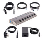 StarTech.com 7 Port Self-Powered USB C Hub with Individual On/Off Switches, USB 3.0 (5Gbps) Expansion Hub with Power Supply, Desktop Laptop USB-C to USB-A Splitter