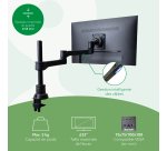 R-Go Tools Bras d'écran R-Go Zepher, bras pour écran simple, entièrement réglable, capacité de charge 0-8 Kg, 100% circulaire, noir