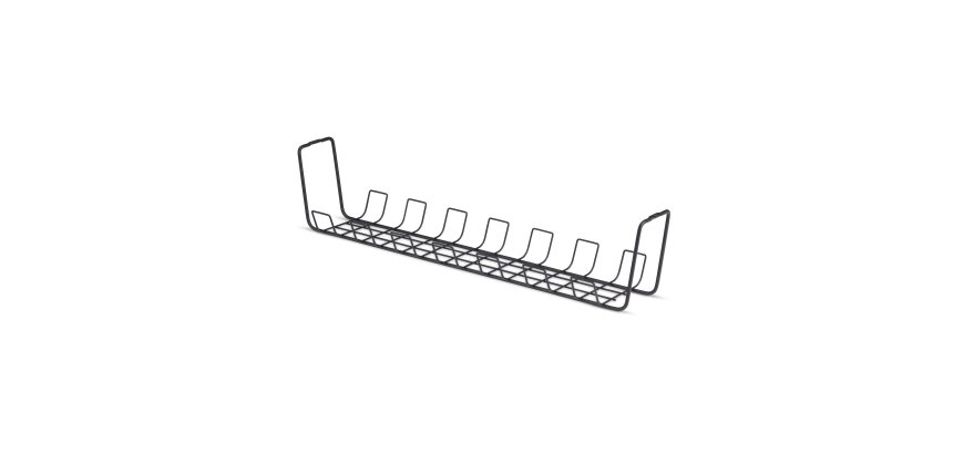 StarTech.com Under Desk Cable Management Tray, Length 61.5cm, Metal Basket Type Cable Organizer, Screw Mounting, Power Strip Holder, Metal, Black, TAA