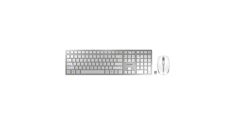 CHERRY DW 9100 SLIM clavier Souris incluse Universel RF sans fil + Bluetooth QWERTY Anglais américain Argent