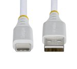 StarTech.com 15cm USB-A naar USB-C Snellaadkabel, 15W 3A, Dual-Layer Gevlochten Nylon / TPE Mantel, Duurzame USB-A naar USB-C Oplaadkabel, Wit