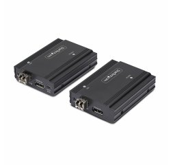 StarTech.com KVM Extender DisplayPort su fibra ottica, 4K 60Hz, kit di estensione, fino a 300m (multimodale) con moduli SFP+ preinstallati, 3x USB HID