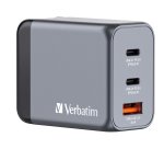 Verbatim 65 W GaN-wandoplader met drie poorten 2 x USB-C PD 65 W / 1 x USB-A QC 3.0 (EU/VK/VS)