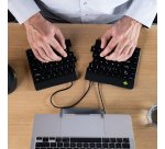 R-Go Tools Clavier ergonomique R-Go Split Break v2 avec logiciel de pause, clavier ergonomique divisé, AZERTY (FR), Filaire, noir