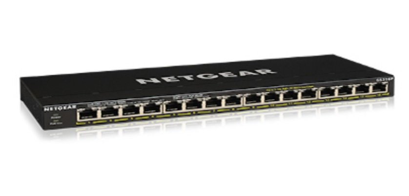 NETGEAR GS316P Non-géré Gigabit Ethernet (10/100/1000) Connexion Ethernet, supportant l'alimentation via ce port (PoE) Noir