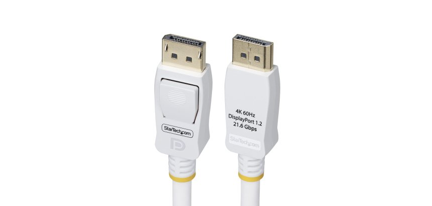 StarTech.com Câble DisplayPort 1.2 de 1,8m Blanc Certifié VESA, 4K 60Hz, 21.6Gbps, Connecteurs DP Verrouillables, Câble DisplayPort DP 1.2, Câble de Moniteur DP, M/M