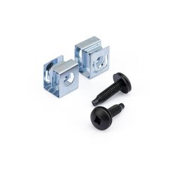 StarTech.com Lot de 50 Vis 10-32 de 19mm et Écrous à Clip à Trou Carré pour Baies de Serveurs, Armoires et Boîtiers de 19" ou 10", Noir et Argent - TAA
