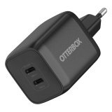 OtterBox Cargar Rápidamente | Estándar, USB-C Doble Puerto Cargador de Pared, Euro (C), Black