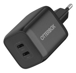 OtterBox Cargar Rápidamente | Estándar, USB-C Doble Puerto Cargador de Pared, Euro (C), Black