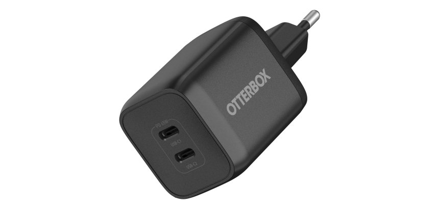 OtterBox Cargar Rápidamente | Estándar, USB-C Doble Puerto Cargador de Pared, Euro (C), Black